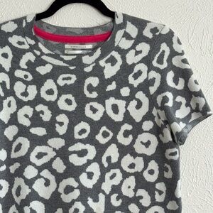 Anthropologie Gray and White Leopard Print Top